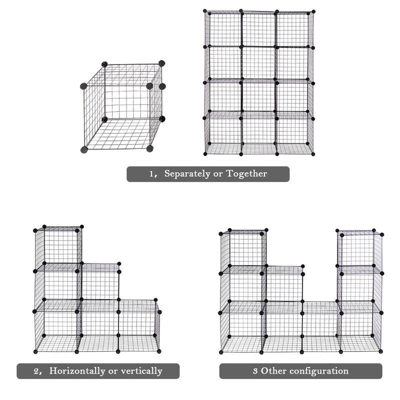 Gymax 8 Cube Grid Wire Organizer Wardrobe Shelves Bookcase DIY