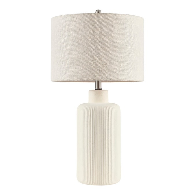KAWOTI 25.25 inch White Ceramic Table Lamp - W14" x D14" x H25.5"