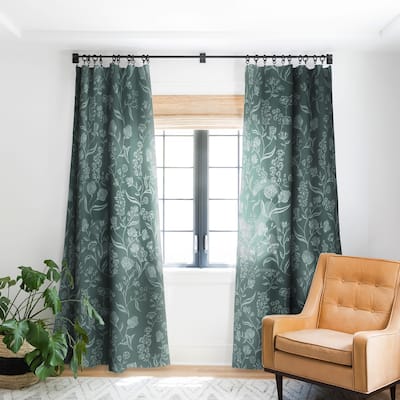 Schatzi Brown Ingrid Floral Green Blackout Window Curtain (One Panel)