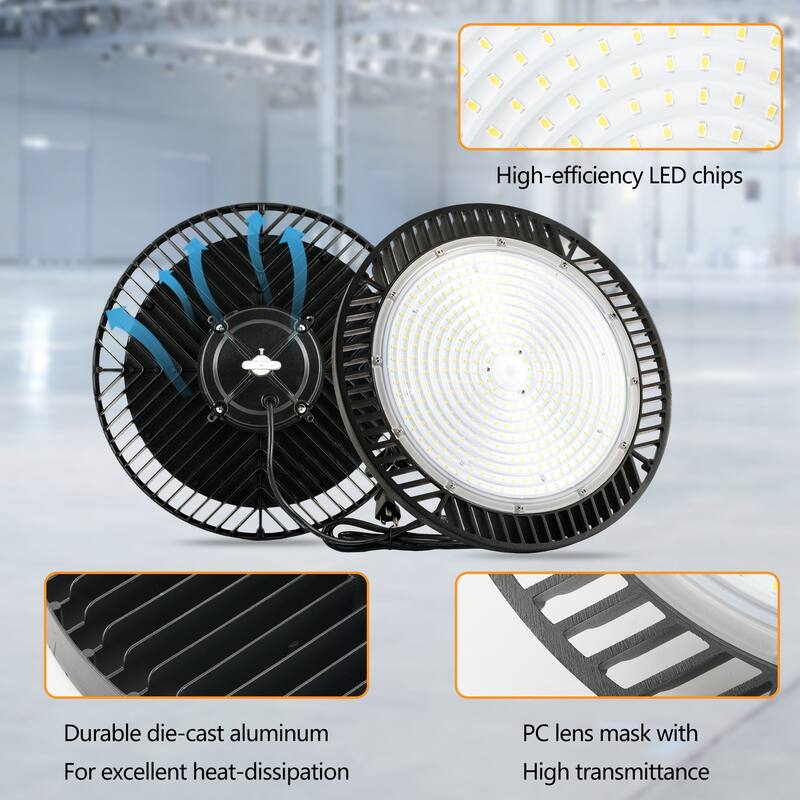 Ultra-Bright 400W UFO High Bay Light 15.7 Inch Dimmable Industrial Lighting For Warehouse, Workshop, Garage