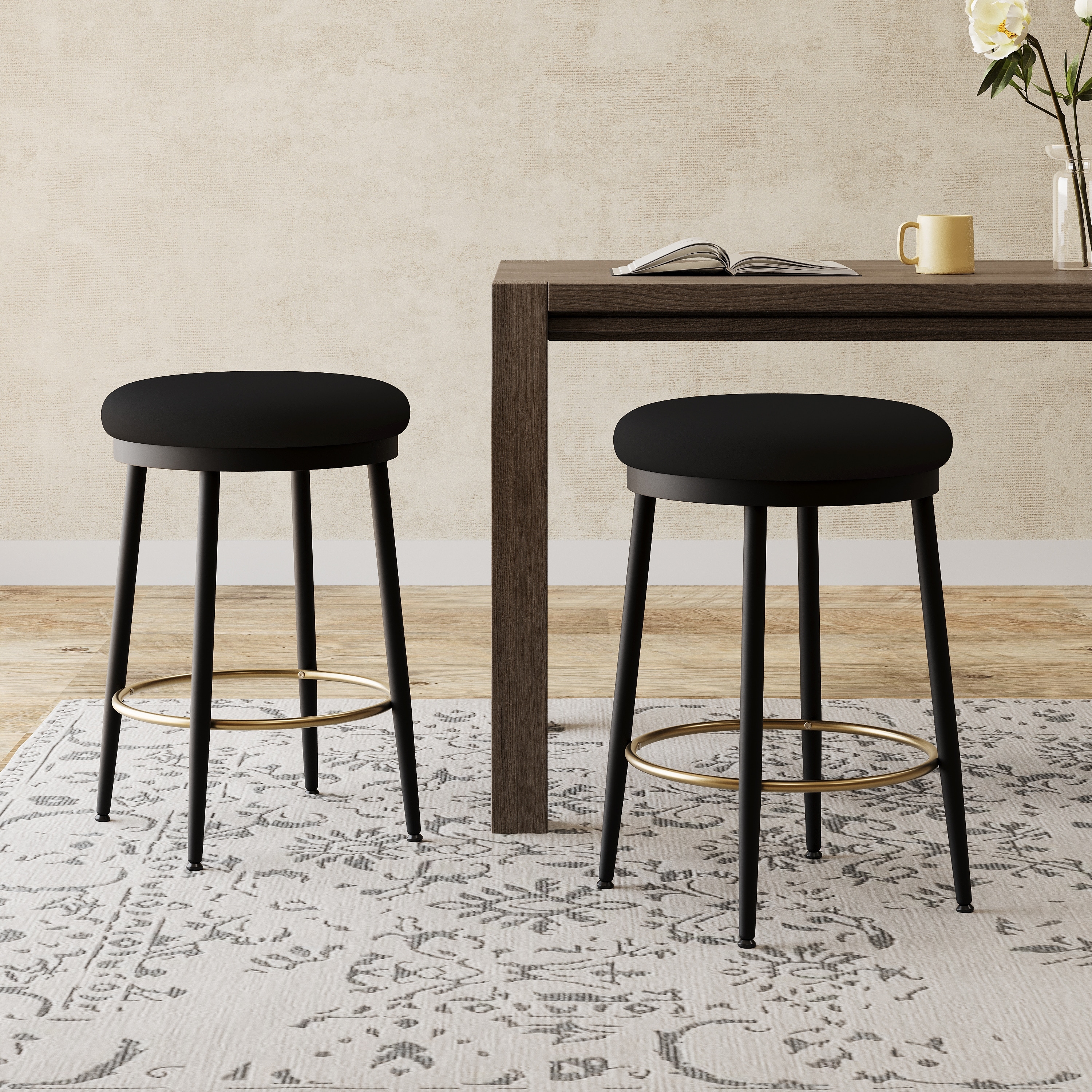 24.75'' Modern Counter Stools with iron Frame,Sponge cushion,Footrest