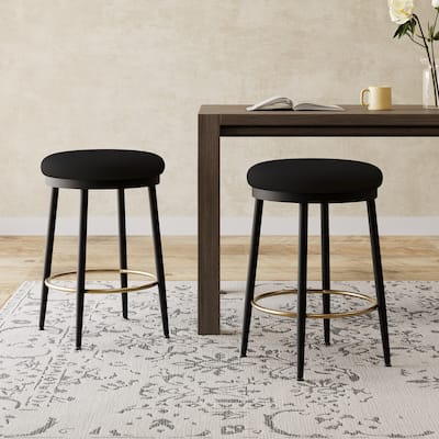 Roomfitters Modern Counter Stools, Set of 2 Bar Height Chairs with Iron Frame, Cushioned Seat and Footrest