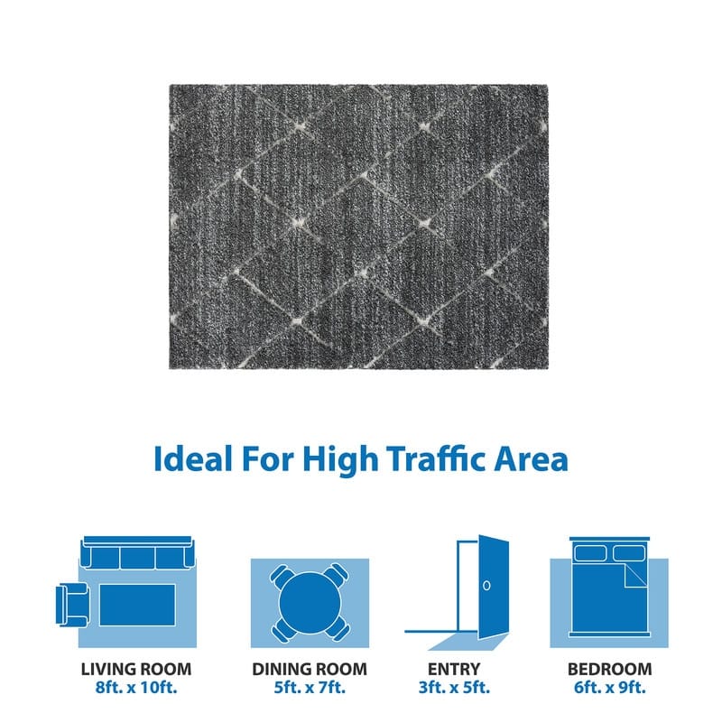 Talas Trellis Area Rug in Grey and Cream - 5'x 7'