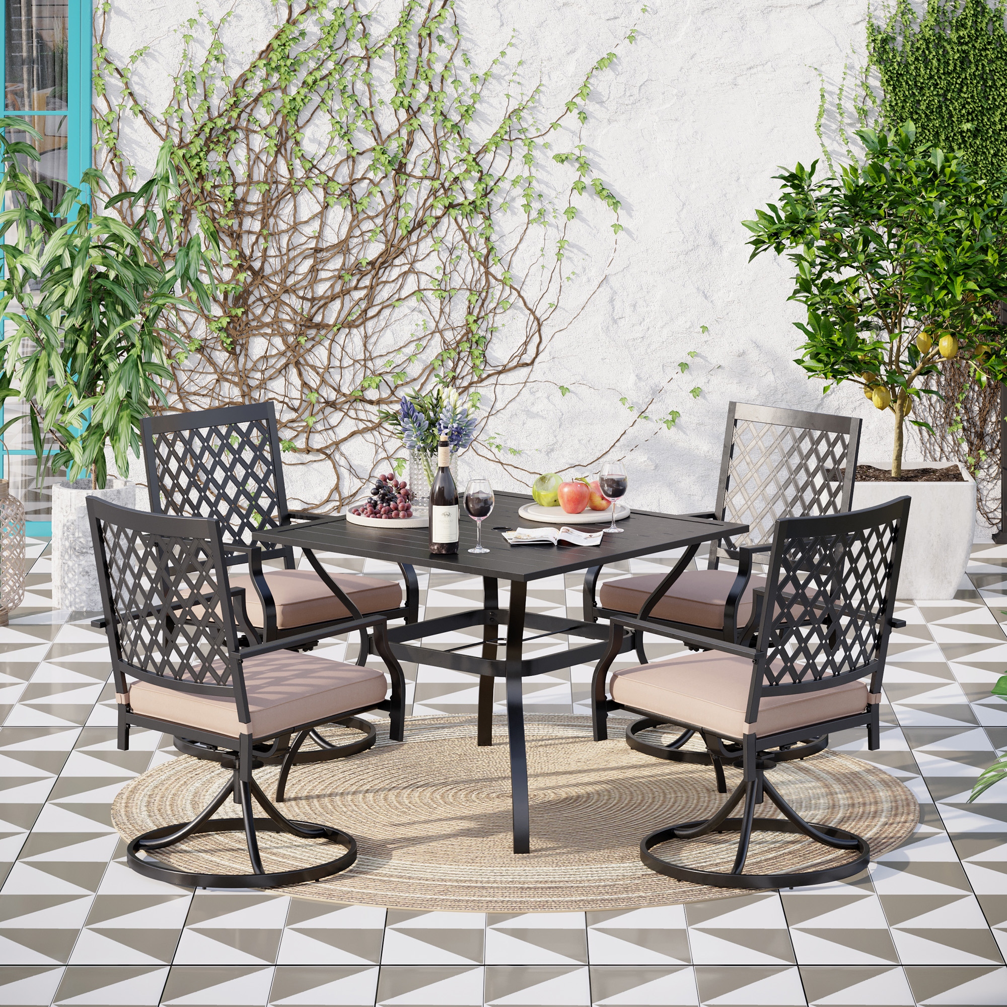 Weather resistant top patio dining sets