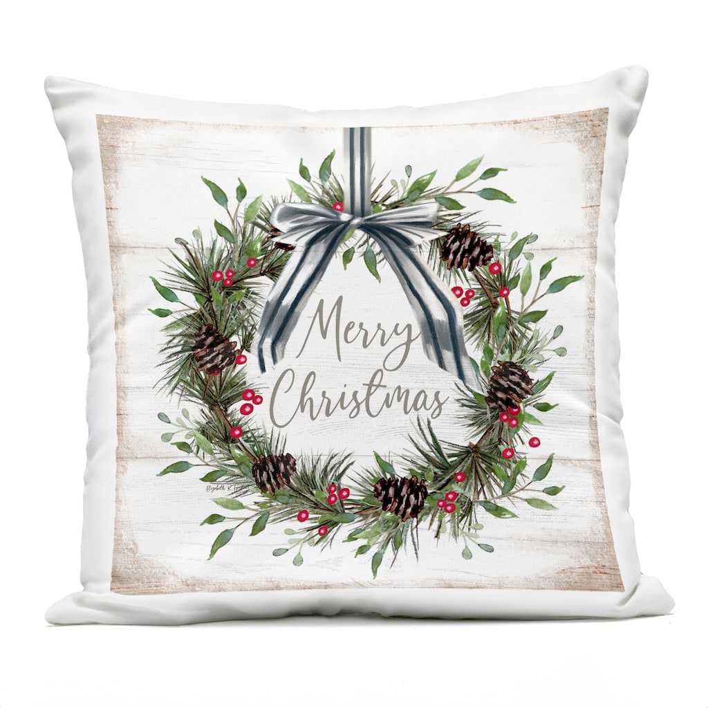 Stupell Rustic Christmas Pinecone Wreath Printed Outdoor Throw Pillow Design by Elizabeth Tyndall