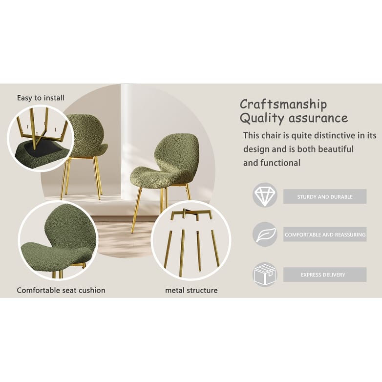 Parsons Chair Set of 2, Upholstered Dining Chairs Side Chair w/Metal Legs