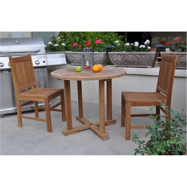 French Country Dining Set - 5 Piece Outdoor Table & Chairs Set - Brown ...