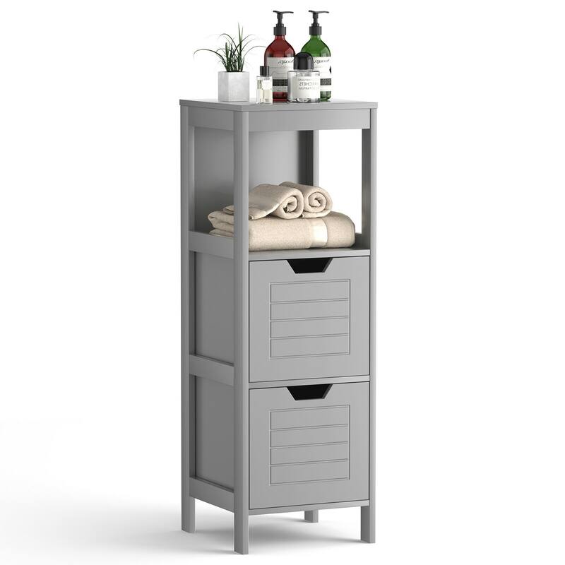 Costway Bathroom Wooden Floor Cabinet Multifunction Storage Rack Stand