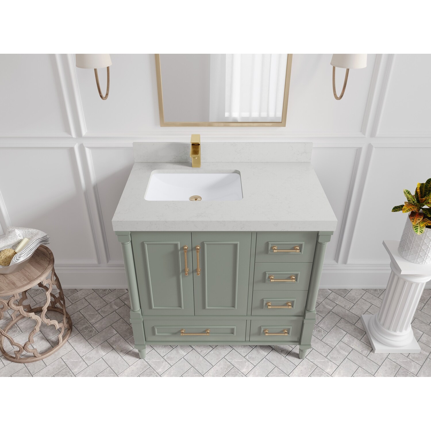 Willow Collections 36 in. W x 22 in. D Aberdeen Left Offset Sink Bathroom Vanity with Countertop