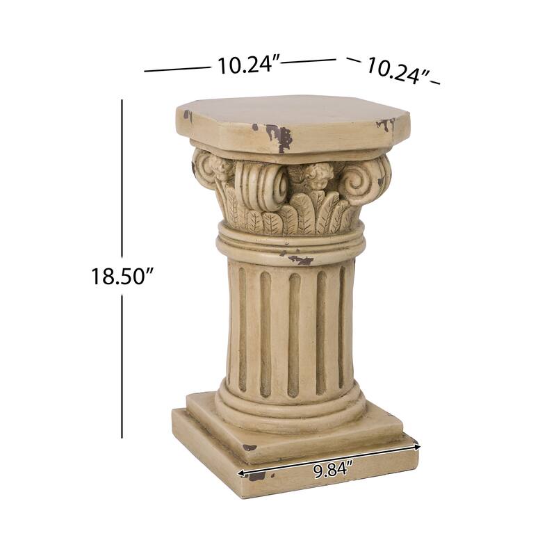 Christopher Knight Home - 18.50"H Classical Ionic MGO Pedestal Plant Stand Side Table for Indoor & Outdoor
