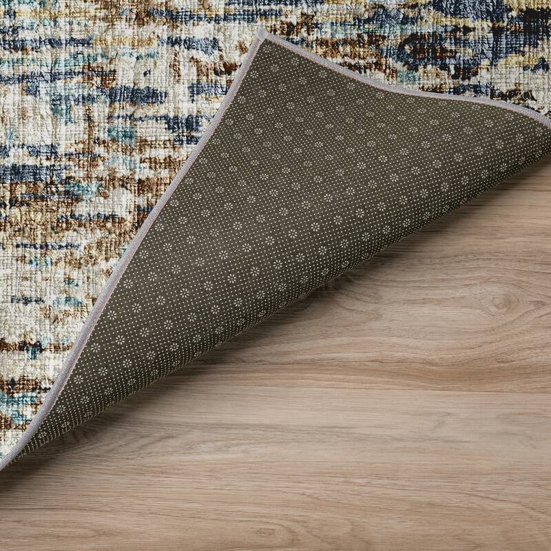 Indoor/ Outdoor Accord Modern Brushstrokes Polyester Washable Rug New