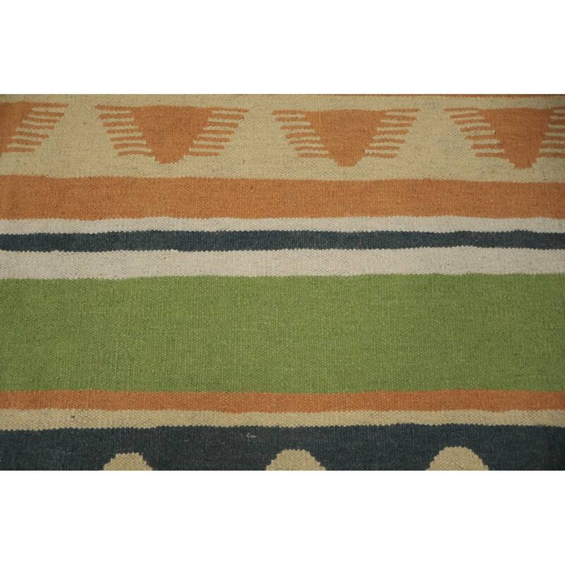 Hand Woven Oriental 100% Wool Carpet Southwestern Modern Multi-Colored Kilim Area Rug - 8' 5'' X 8' 3''