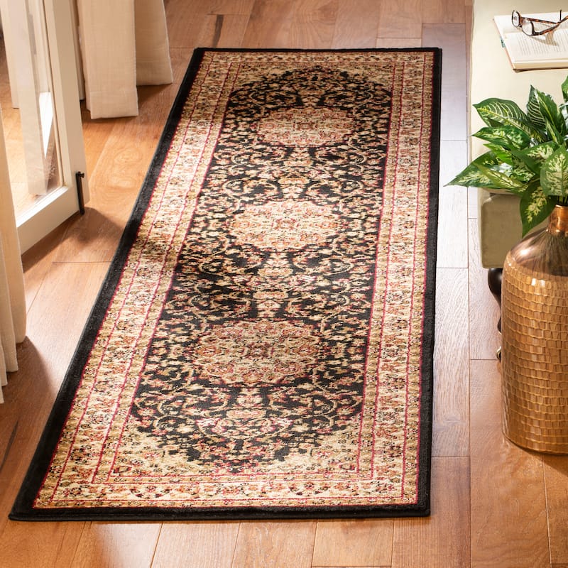 SAFAVIEH Lyndhurst Trudy Traditional Oriental Rug - 2'3" x 8' Runner - Black/Ivory