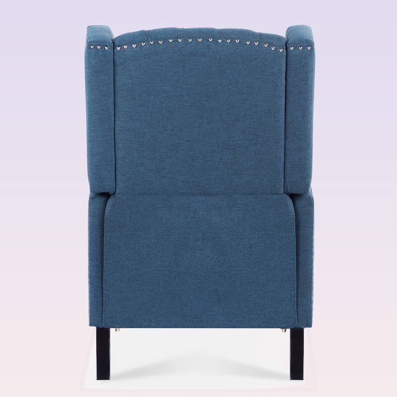 Modern Manual Wing Chair Recliner For Living Room - Blue