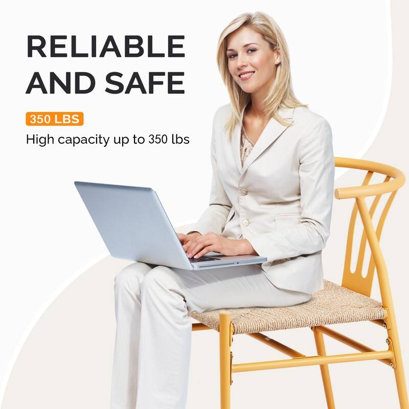 Black Metal and Rope Patio Dining Chair (Set of 4) - N/A