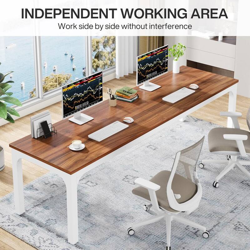 78.7" Extra Long 2-Person Computer Desk, Double Workstation for Home Office