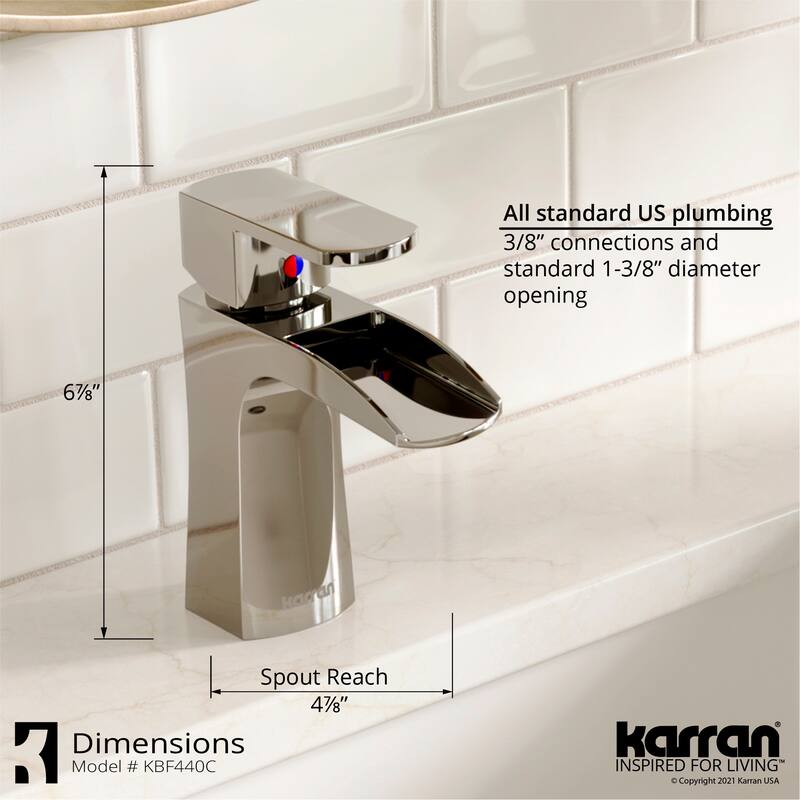 Karran Kassel Single Hole Single Handle Basin Bathroom Faucet with Matching Pop-up Drain