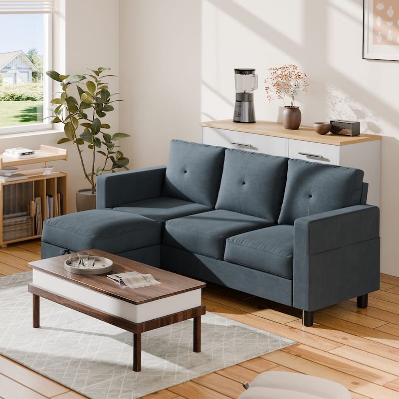 Futzca Modern L-shaped Convertible Sectional Sofa w/ Reversible Chaise - Grey