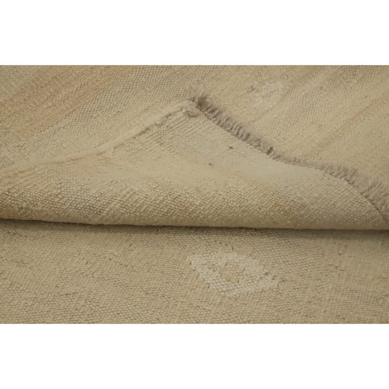 Hand Woven Oriental 100% Wool Carpet Southwestern Tribal Beige & Ivories Kilim Runner Rug - 7' 11'' X 2' 3''