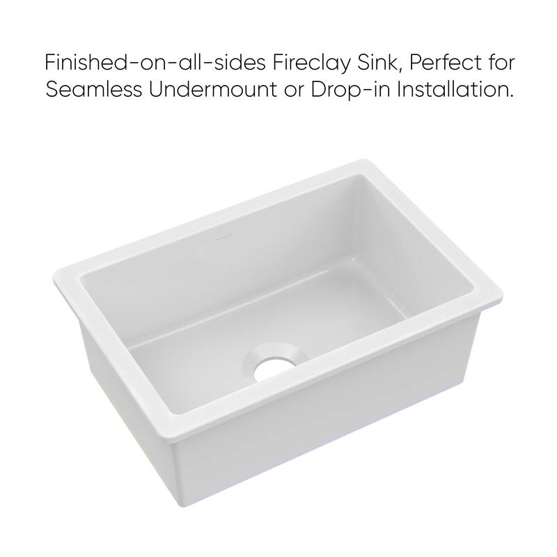 Whitehaus WHUF2819 Fireclay 28" Undermount Single Basin Fireclay