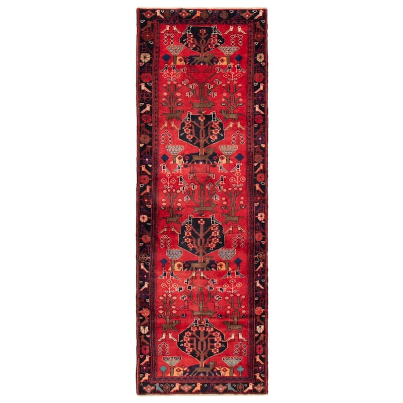 ECARPETGALLERY Hand-knotted Anadol Red Wool Rug - 3'5 x 9'9 - Red - 3'5 x 9'9