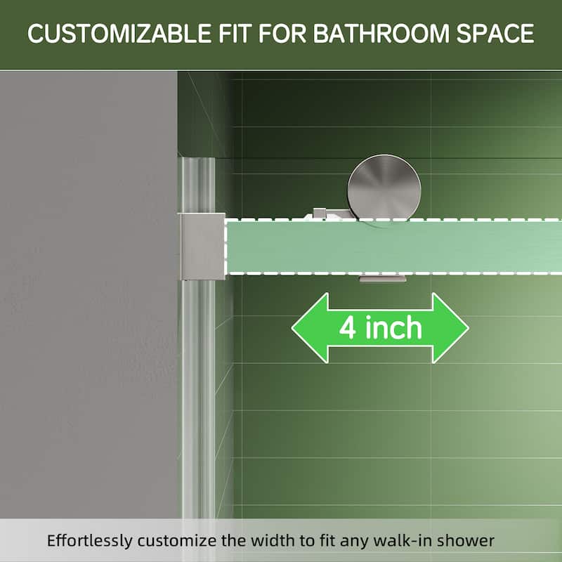 60x72 Single Sliding Shower Door, Slim Frame, 8mm Tempered Glass, Matte Black, 304 SS, 4 in Adjustable, Quiet Glide