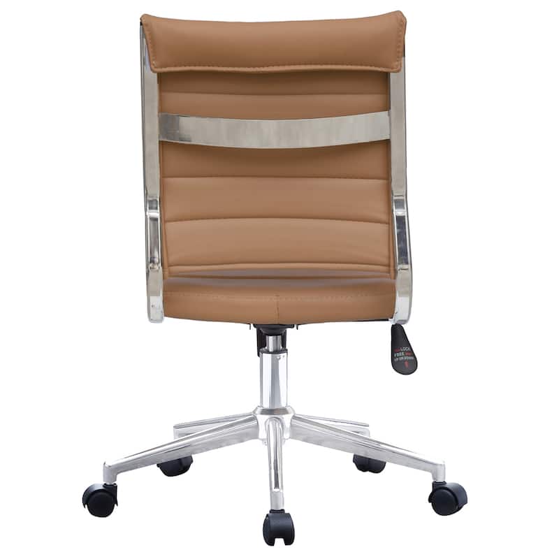 (Retired) Ergonomic Executive Mid back PU Leather Office Chair Armless Side No Arms Tilt With Wheels and Padded Cushioned Seat