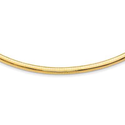 Curata 14k Yellow Gold Solid Polished 6mm Domed Omega Bracelet 7 Inch Omega Clasp