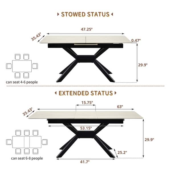 Modern Extendable Dining Table with Sintered Stone Tabletop - Bed Bath ...