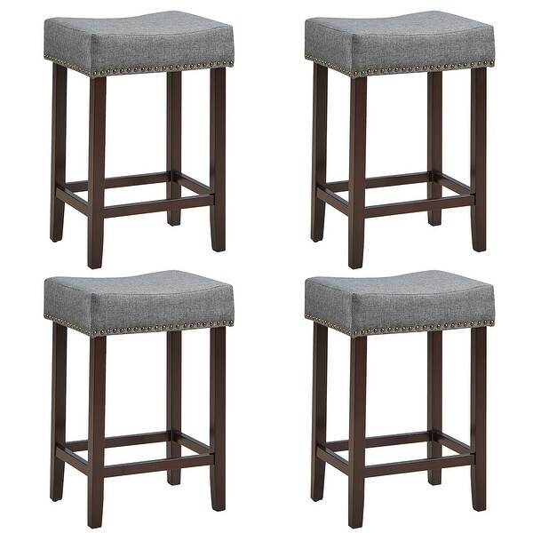 Costway Set of 4 Nailhead Saddle Bar Stools 24'' Height w ... (600 x 600 Pixel)