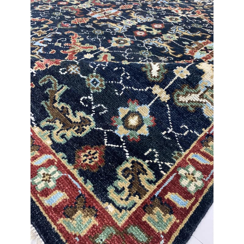 Handknotted Wool NAVY / RED Traditional Classic Serapi Rug