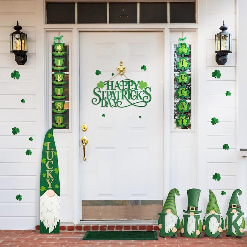 Glitzhome 42"H St. Patrick's Wooden Gonme Porch Decor