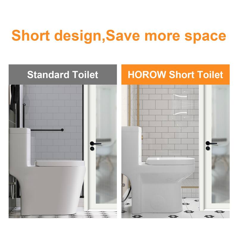 1 Piece High Efficiency Dual Flush Toilet White 0.8 1.28 GPF Seat Included Brushed Gold Button