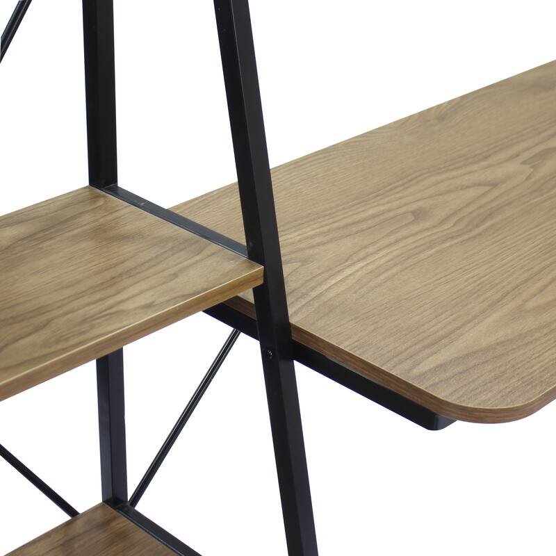 Davee Furniture Walnut Writing Desk with 2 Bookshelves