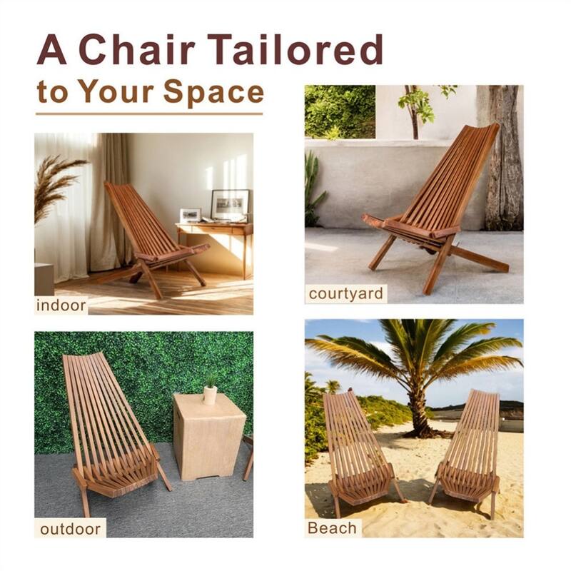 Outdoor Patio Solid Wood Portable Folding Armless Chair for Camping