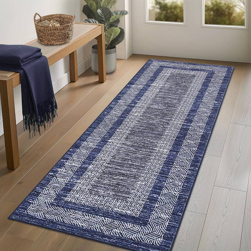Modern Geometric Area Rugs for Living Room Bordered Rugs Indoor Printed Rug for Bedroom, Office