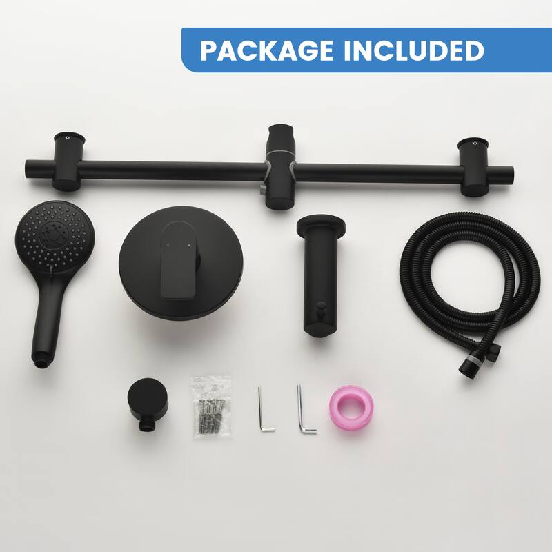 Wall-Mounted Tub and Shower Faucet Set with 3-Function Handheld Shower And Adjustable Slide Bar