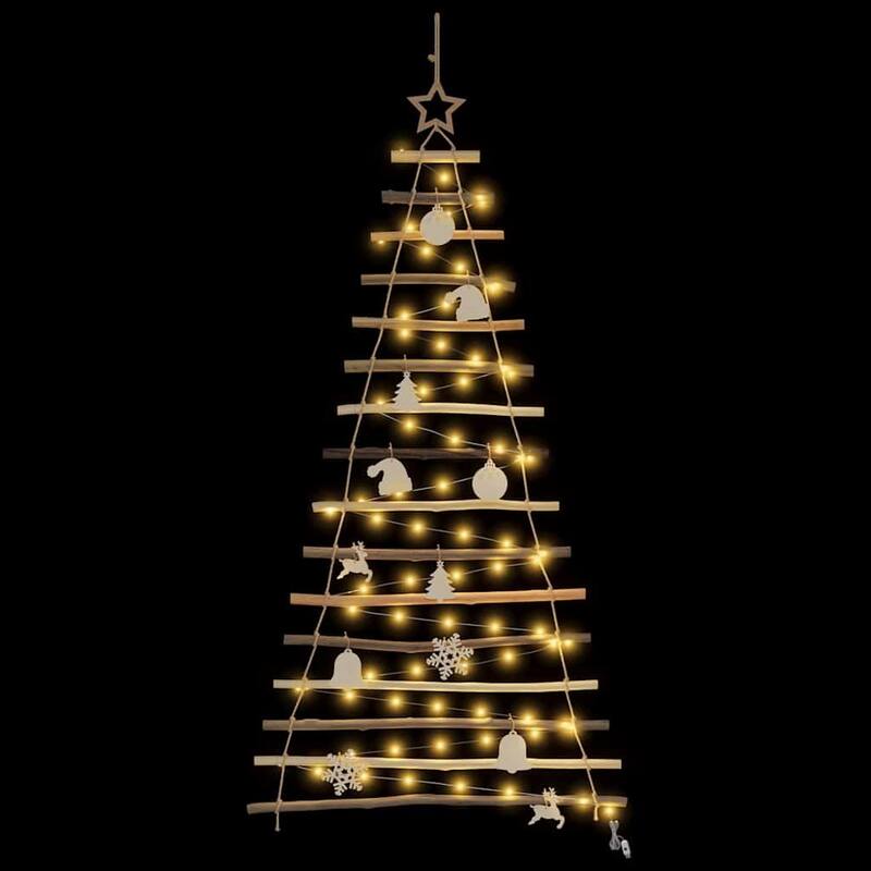 vidaXL Christmas Tree with LEDs Natural Solid Ash wood