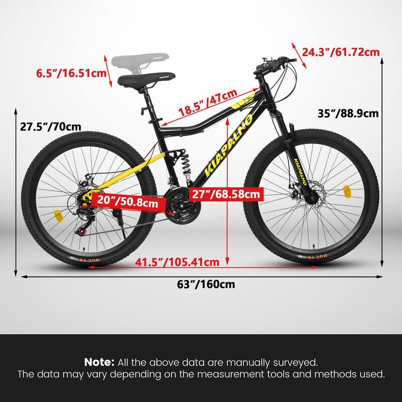 26 Inch Curved Mountain Bike with Iron Frame 21 Speed, Dual Disc Brakes, Dual Shock Absorption, All Terrain Tires for Trail