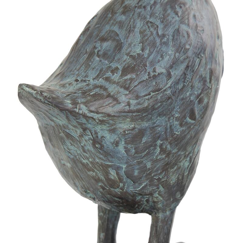 Blue Resin Bird Decorative Sculpture with Abstract Texturing (Set of 2)