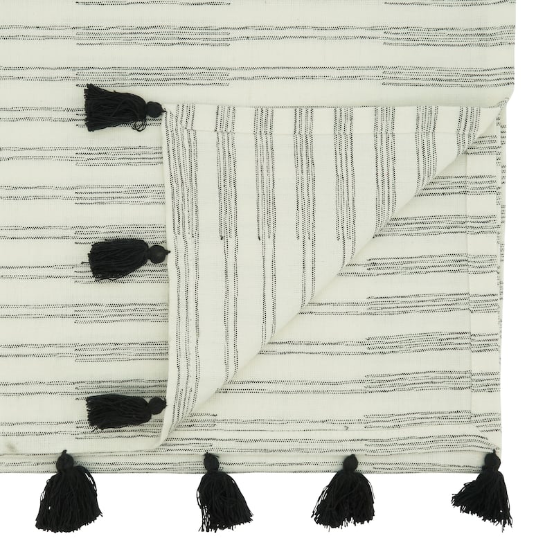 Striped Table Runner With Tassel Design - 16"x72"