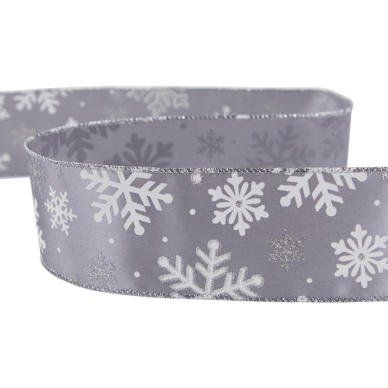 Shimmering Snowflakes Wired Craft Christmas Ribbon 2.5" x 10 Yards