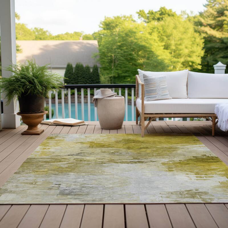 Machine Washable Indoor/ Outdoor Chantille Abstract Ombre Rug
