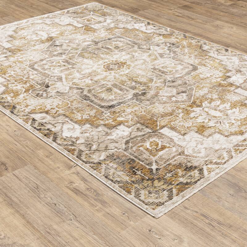 Style Haven Marley Distressed Medallion Fringed Area Rug