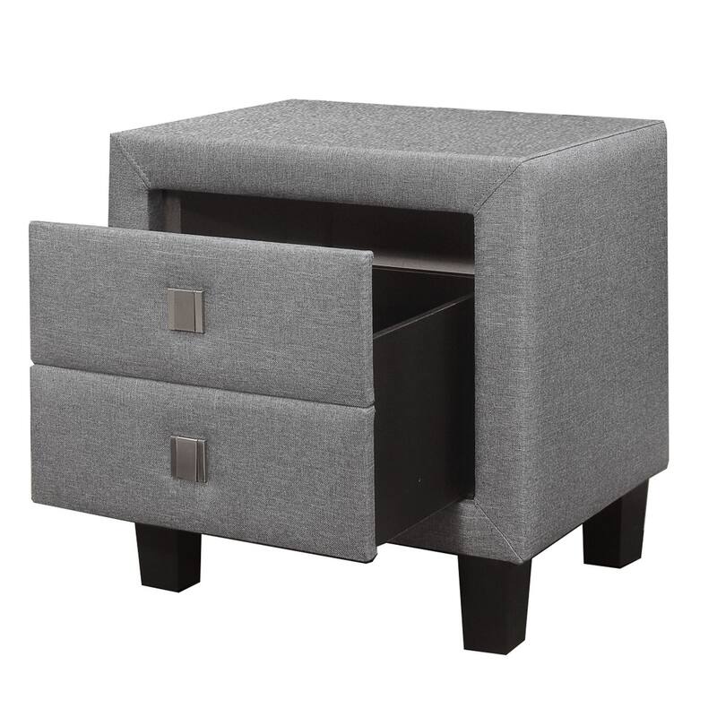 Gray/Black 2 Drawer 15.75 in. W Nightstand with Sturdy Hardware and Ample Storage