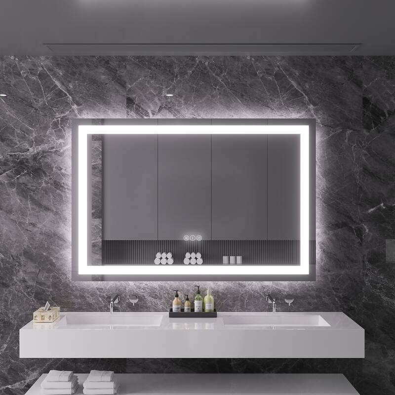 QuivaraView LED lights Frameless Wall Mounted Bathroom Vanity Mirror