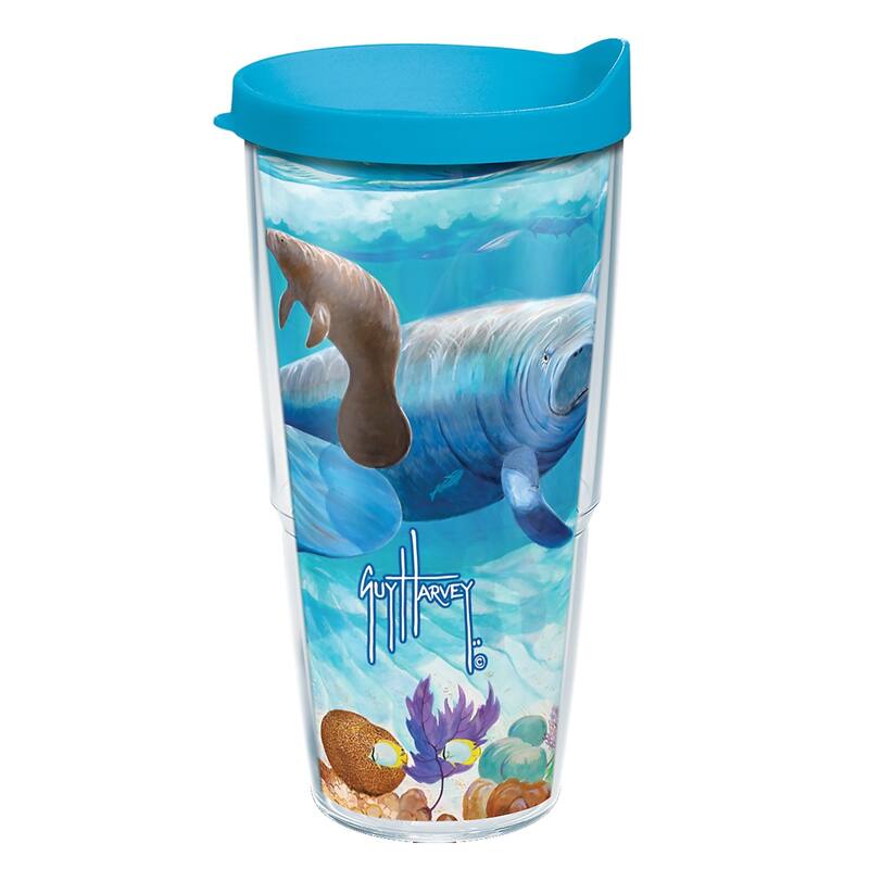 Tervis Guy Harvey Manatee Made in USA Double Walled Insulated Travel Tumbler, Classic - 24oz