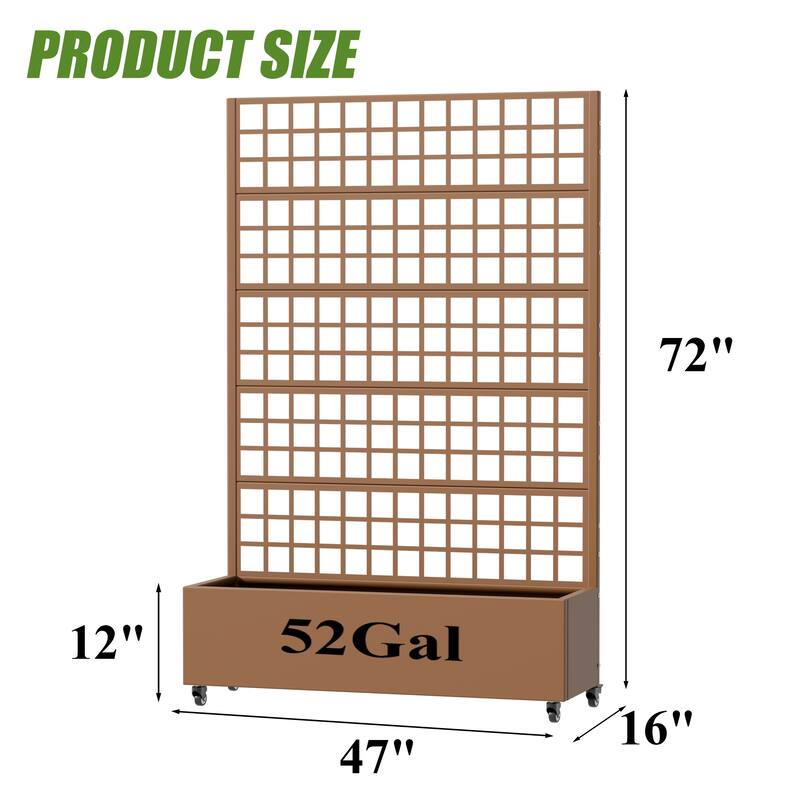 Movable Raised Garden Bed with Trellis and Lockable Wheels