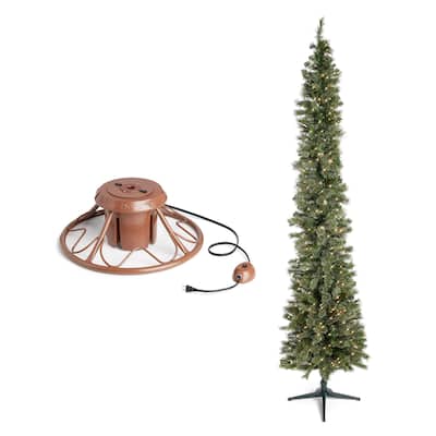 Home Heritage Rotating Tree Stand Base w/Stanley 9' Skinny Pencil Christmas Tree - 22.37