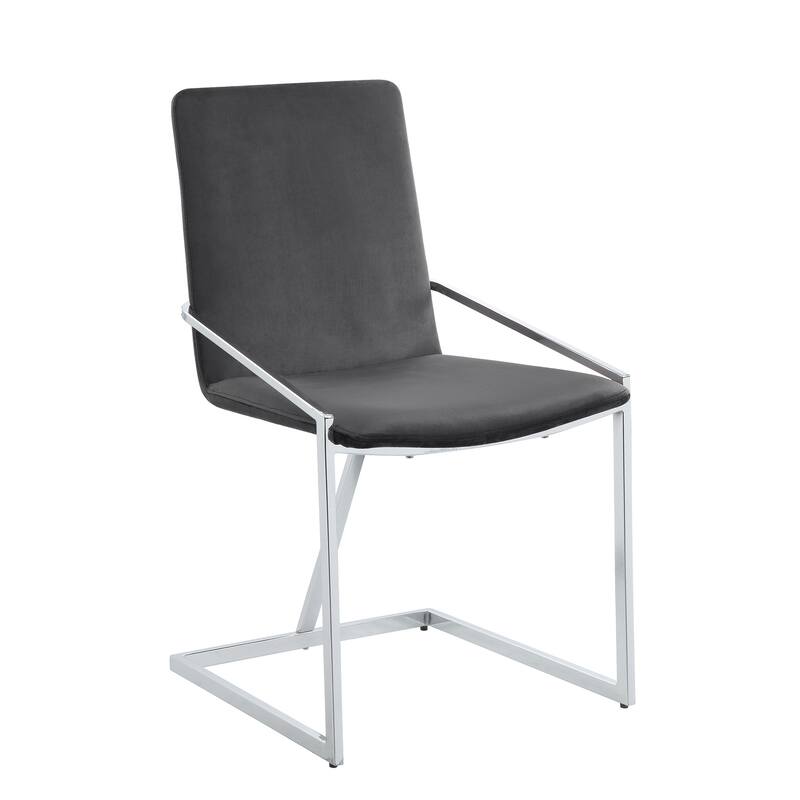 Zlatan Gray Velvet & Chrome Finish Side Chair (Set of 2) - Gray